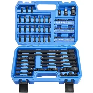 Extension Set, 1/4", 3/8" & 1/2" Drive, Includes, Ratchet Extension Bars, Swivel Joints, Couplers & 57 Bits