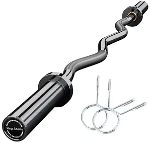 47" Curl Barbell Bar, 500lb Capacity Curl Bar for Weight Lifting, Biceps, triceps, Back/Leg Muscle Group exercise,Chrome Curling Bar Fit 2” Standard Weights - 2 Spring Collars
