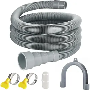 Universal Washing Machine Drain Hose 6.5 Flexible Washer Drain Hose Kit with 1 Extension Adapter & 2 Clamps, Compatible with Household Washing Machines
