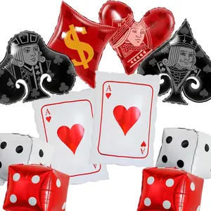Casino Theme Party Decorations - Las Vegas Poker Night Supplies With Heart, Spade, Diamond, Club And Dice Shaped Balloons For Birthday Decoration