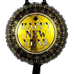 Happy New Year's Eve Balloon 1 Set of 12 - Gold and Black Design for Festive Celebrations. Additional images are in the description drop down.