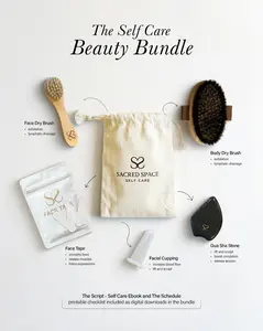 Sacred Space Beauty Bundle 5 Beauty Tools (gua-sha stone, face tape, copper dry brush, face dry brush, facial cupping)