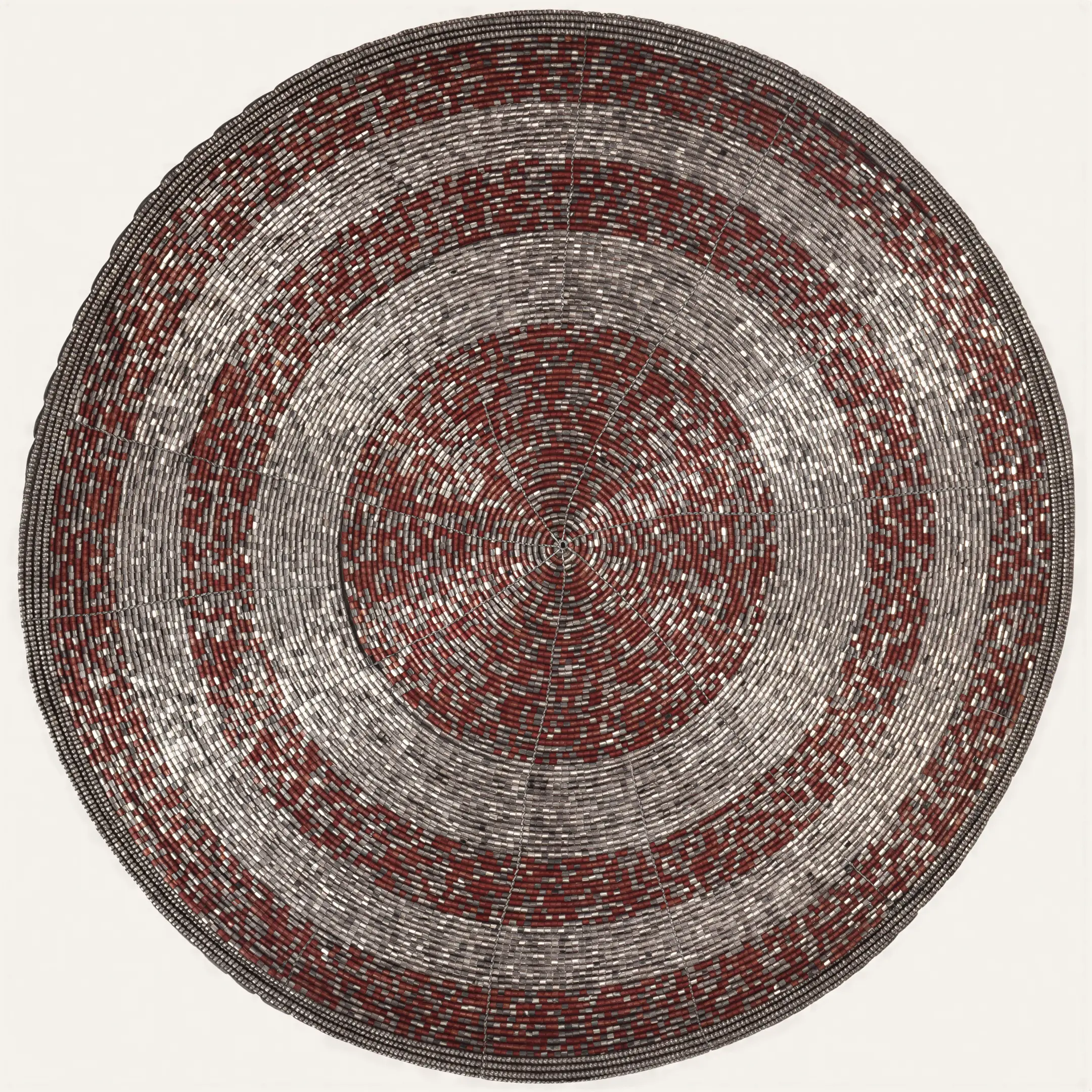 Beaded Placemats – Round Handmade Placemats with Embroidered Glass Beads | 14 Inch