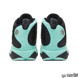 Black & Mint Green High-Top Sneakers - Crocodile-Textured Suede Upper with Reflective Detail | Retro Basketball Kicks for Streetwear