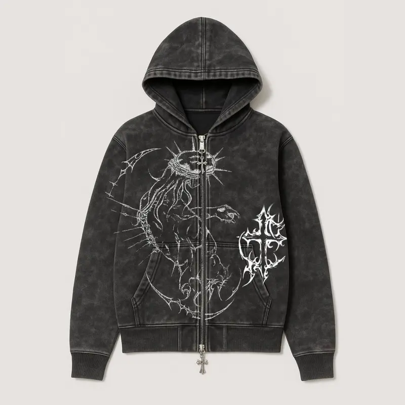 vintage wash zip up hoodie - TikTok Shop