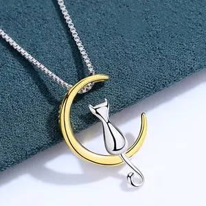 Pet Moon Kitten Necklace Women's Clavicle Chain Simple All-match Jewelry Anniversary Birthday Gift
