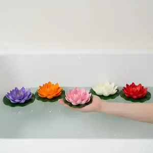 5 Realistic Floating Artificial Lotus Flowers with Lotus Leaves, Waterproof Multi-Layer Petals for Aquariums, Bathtubs, Pools, Weddings & Festivals, Artificial Flowers for Outside