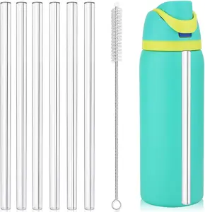 6 count Replacement Straws for  Water Bottle 24 oz 32 oz, Tritan Straw with Cleaning Brush