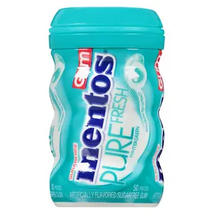 3x Mentos Pure Fresh Gum Wintergreen Sugar Free Chewing Gum - Fresh Breath Mints Mint Candy Snack 50ct