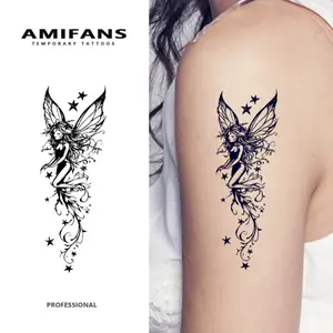 AMIFANS Temporary Tattoo Fairy with Stars, Semi Permanent Tattoo,Lasting 1-2 Weeks Tattoo, Long Lasting Tattoo, Juice Tattoo, Realistic Tattoo, Romantic Tattoo, Fake Tattoo, Waterproof, Authentic Tattoo Look, Niche Design Tattoo, Fruit Tattoo