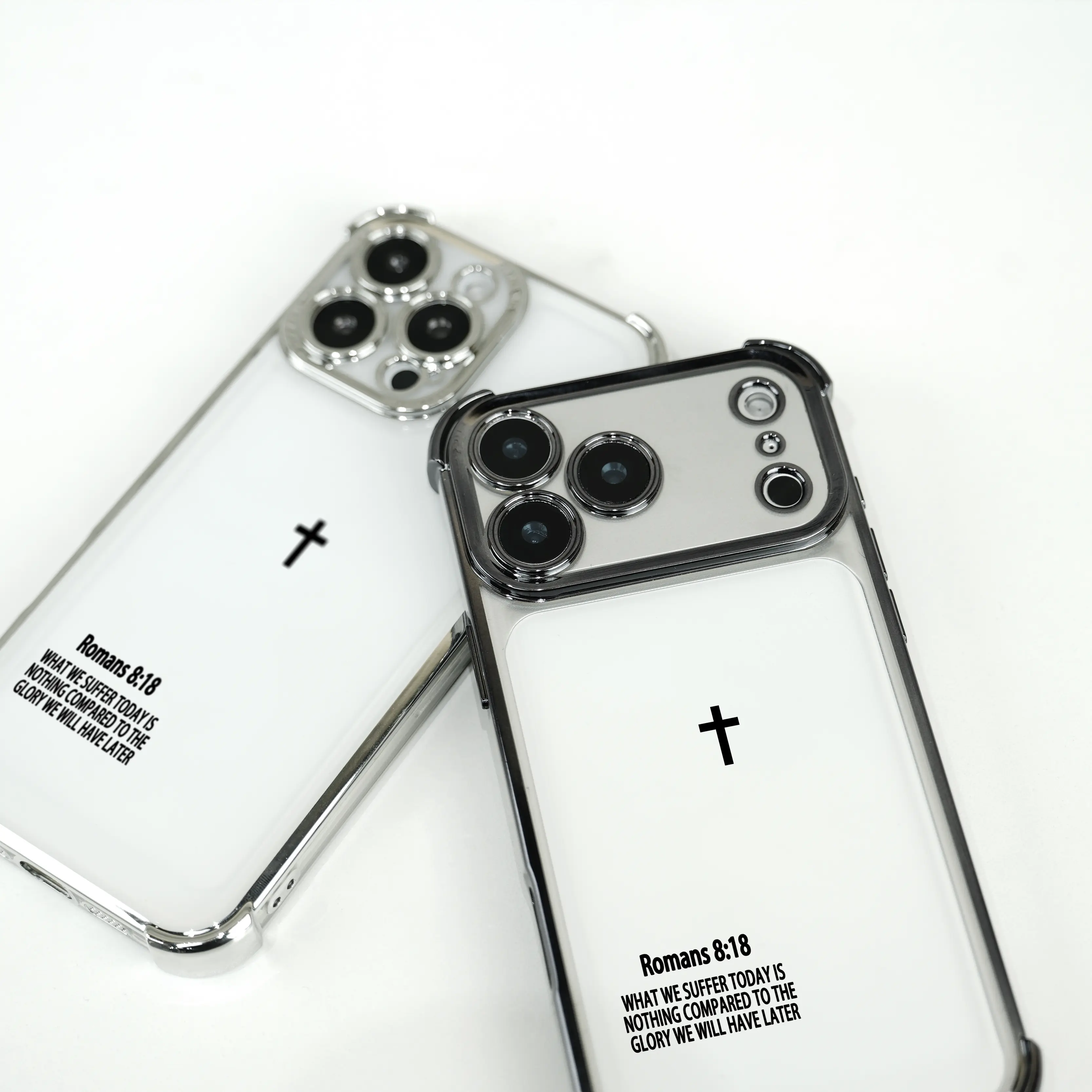Simplified Cross Romans 8:18 Transparent TPU Phone Case, Four Corner Airbag Protection, Faith, Hope, Christ Phone Case, Suitable for iPhone 17 Pro Max Air、16、15、14、13、12、11 Pro Max、X、XR、XS Max、Plus Samsung Galaxy S25 Ultra S24 S23 S22 Plus-ZQ125