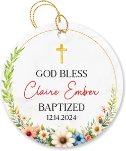 Personalized God Bless Baptized Ornament Christmas 2024, Customized Date & Name Baby Baptized Ornament Gift for Godson Goddaughter, God Bless Keepsake Xmas Ornament, Baby Baptized Xmas Ornament Gift, God Bless Baptized Ornament