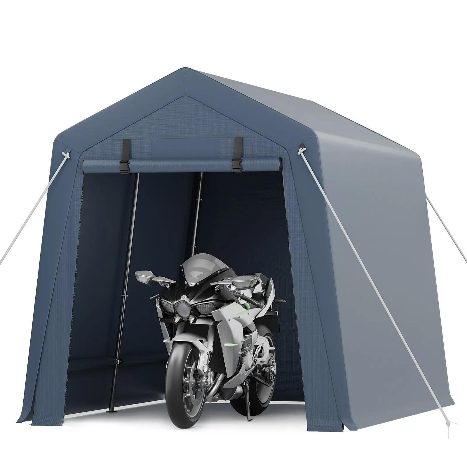 【GARVEE】Portable Outdoor Carport Storage Shelters in Various Sizes (7x10 Ft, 7x12 Ft, 10x10 Ft) with Roll-Up Zipper Doors, Heavy Duty, Waterproof, Anti-UV Garage Tents for Motorcycles, Bikes, and Garden Tools in Grey