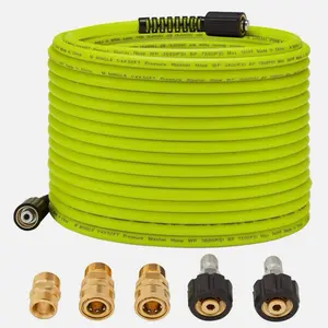 MMINGLE 50FT x 1/4" High Pressure Washer Hose 3600PSI with Quick Connect Kits & M22 14mm Fittings for Karcher Troy Bilt & More - Premium Quality Durable Hose for Home & Commercial Use