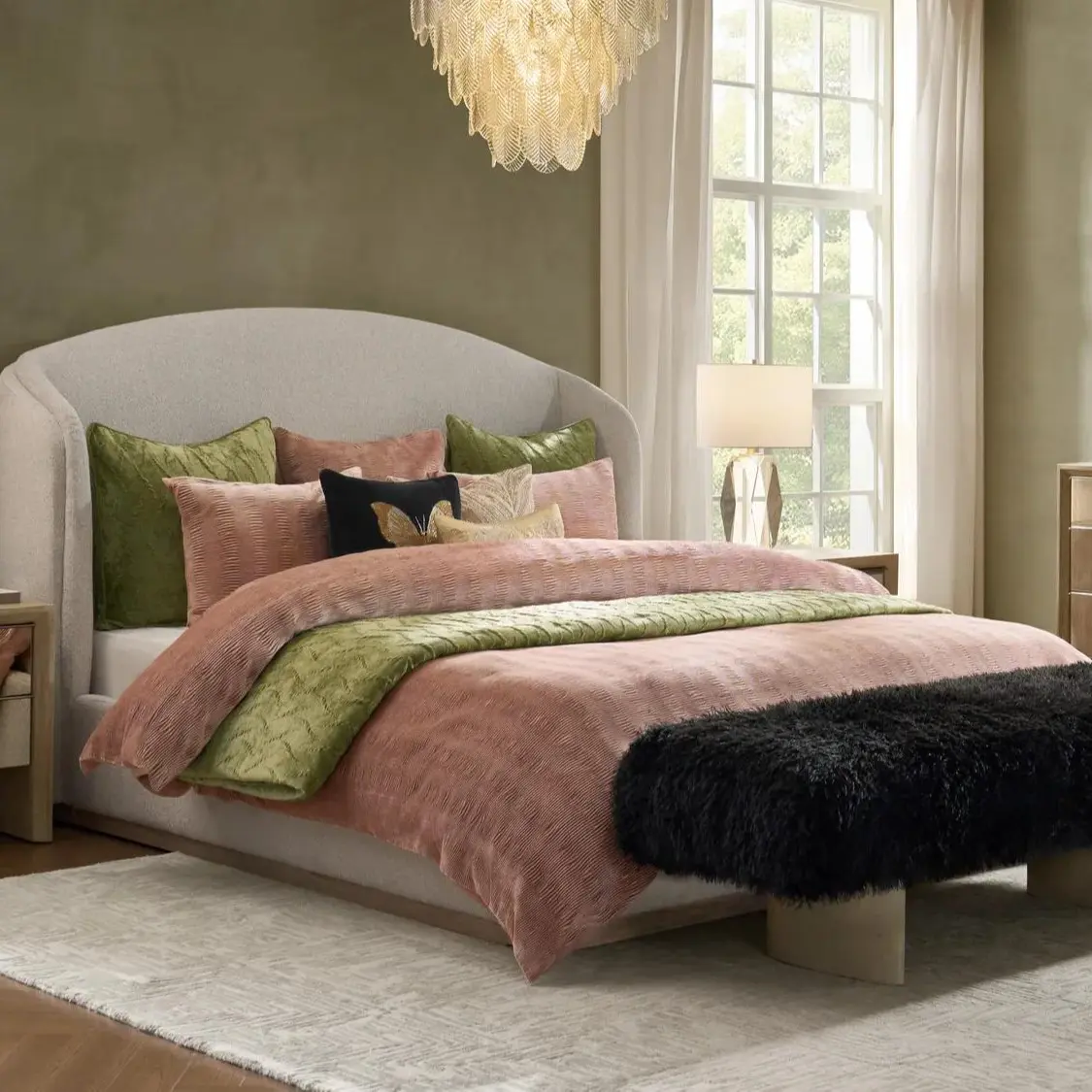 Z Gallerie Vera Velvet Bedding Set - Mocha Rose Breathable Duvet Set Bed Sheet Set Z Gallerie Vera Velvet Bedding Set - Mocha Rose Breathable Duvet Set Bed Sheet Set