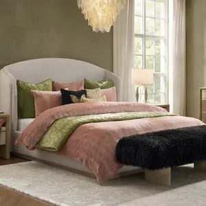 Z Gallerie Vera Velvet Bedding Set - Mocha Rose Breathable Duvet Set Bed Sheet Set