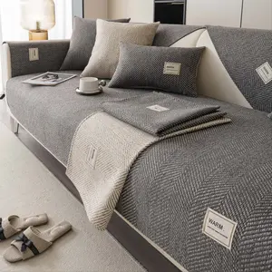 1PC Herringbone Quilted Sofa Cover, Sofa Couch Covers – Non-Slip & Pet-Friendly Couch Protector, Machine Washable Elastic Sofa Slipcover, Universal Fit Furniture Cover for 1/2/3/4/5-Seater Sofas, Grey Home Decor, Stretch Sofa Cover