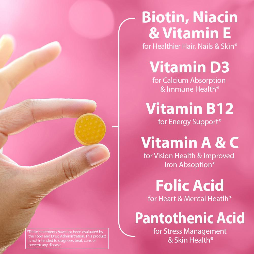 HealthA2Z Women's Multivitamin Gummies (Peach, Orange & Strawberry Flavored) - 60 Pieces (Pack of 1) - Vitamins A, D, C, E, B3, B6, B12, B5, Biotin, Folic Acid - Supports Metabolism, Stress, Skin, Hair & Nail HealthA2Z Women's Multivitamin Gummies (Peach, Orange & Strawberry Flavored) - 60 Pieces (Pack of 1) - Vitamins A, D, C, E, B3, B6, B12, B5, Biotin, Folic Acid - Supports Metabolism, Stress, Skin, Hair & Nail