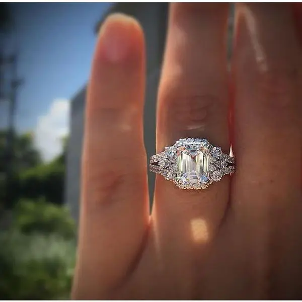 Wish Hot New Princess Square Simulation Diamond Ring Wedding Proposal Carat Shaped Diamond Female Wedding Ring traditional  mexican  engagement  ring wedding  rings