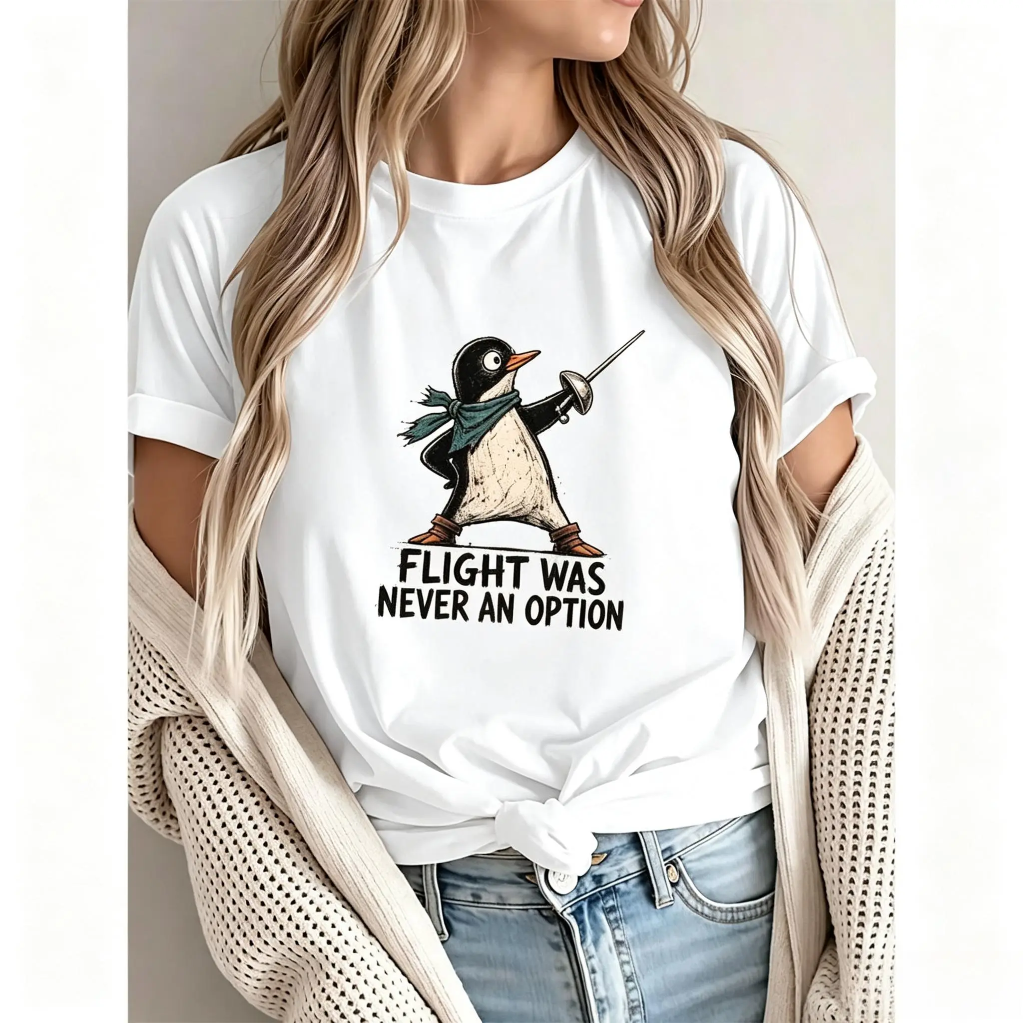 Flight Was Never an Option Shirt, Funny Penguin Graphic Tee, Sarcastic Animal T-Shirt, Humorous Bird Shirt, Penguin Gift