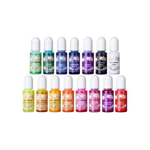 LET'S RESIN Epoxy Dye - 15-Color Translucent High-Pigment Concentrated Liquid Colorant, 0.35oz Odorless Mixable for Art Materials, Craft Molds (Office & Art Supplies)