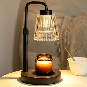 Green Glow Corn Texture Black Base Candle Warmer Lamp, Warm Yellow Light Flameless Scented Wax Melter with Timer, Constant Temperature for Bedroom Living Room Home Decor (Bulb Included)