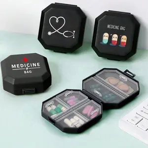 Portable 6-Compartment Pill Box, Capsule Storage Case, Travel Medicine Organizer, Mini Moistureproof Vitamin Container, Camping Outdoor Hiking, Supplement Organizer