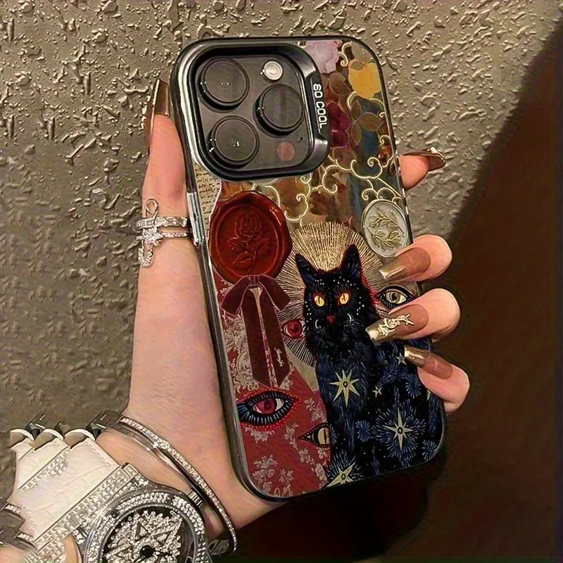 Holographic Black Cat 'Third Eye' TPU Smartphone Casing, High-Quality Protective Accessory for iPhones 17,16,16E,15,14,13,12,11,XS,XS Max,XR,7P,8P, Ideal Holiday/Birthday Gift for Loved Ones | summerwins Mobile Phone Accessories,summerwins