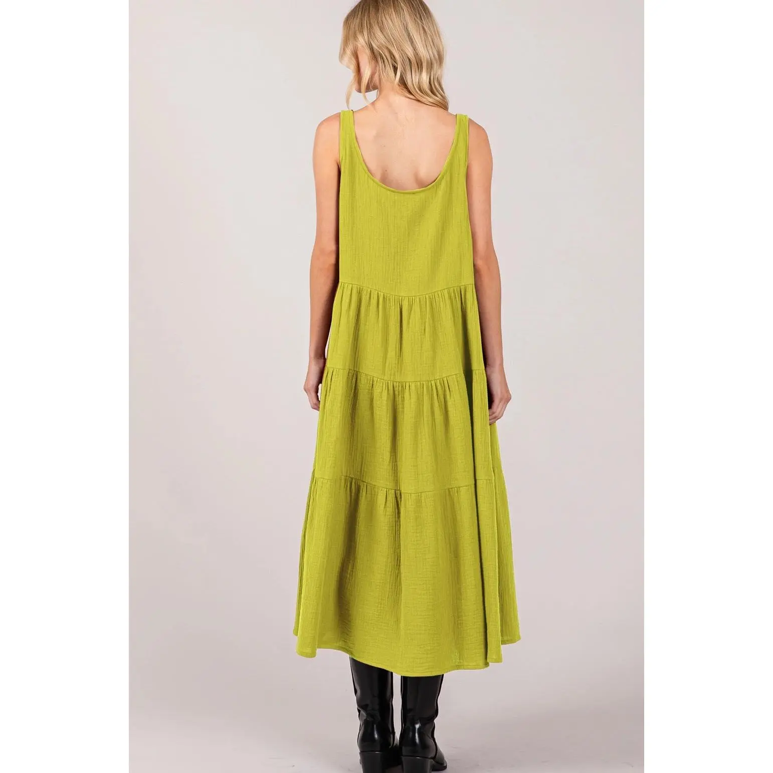 Lightweight Gauze Tiered Midi Dress