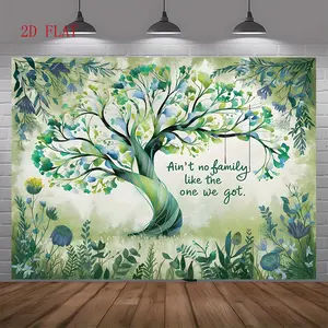 1pc Family Reunion Background Banner - Polymer welcome sign with green tree design, vibrant mixed colors and inspirational words, suitable for all-season parties, home, room, wall, photo props, family reunion decorations, home decor, nature-inspired desig