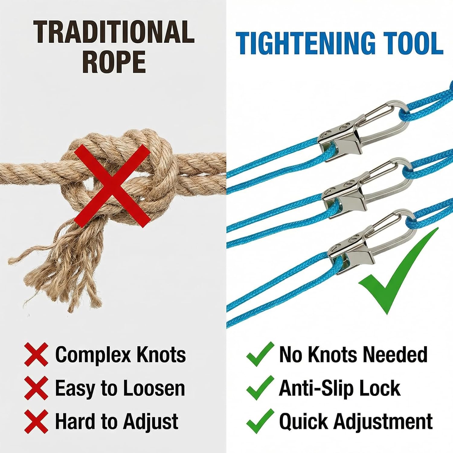 Summervibes 3 or 6 Pack Rope with Roller Tensioner for Easy and Secure Tying,2026 New Heavy Duty Retractable Buckle Rope with Accessory Cord for Camping Boating Home Storage Outdoor Use