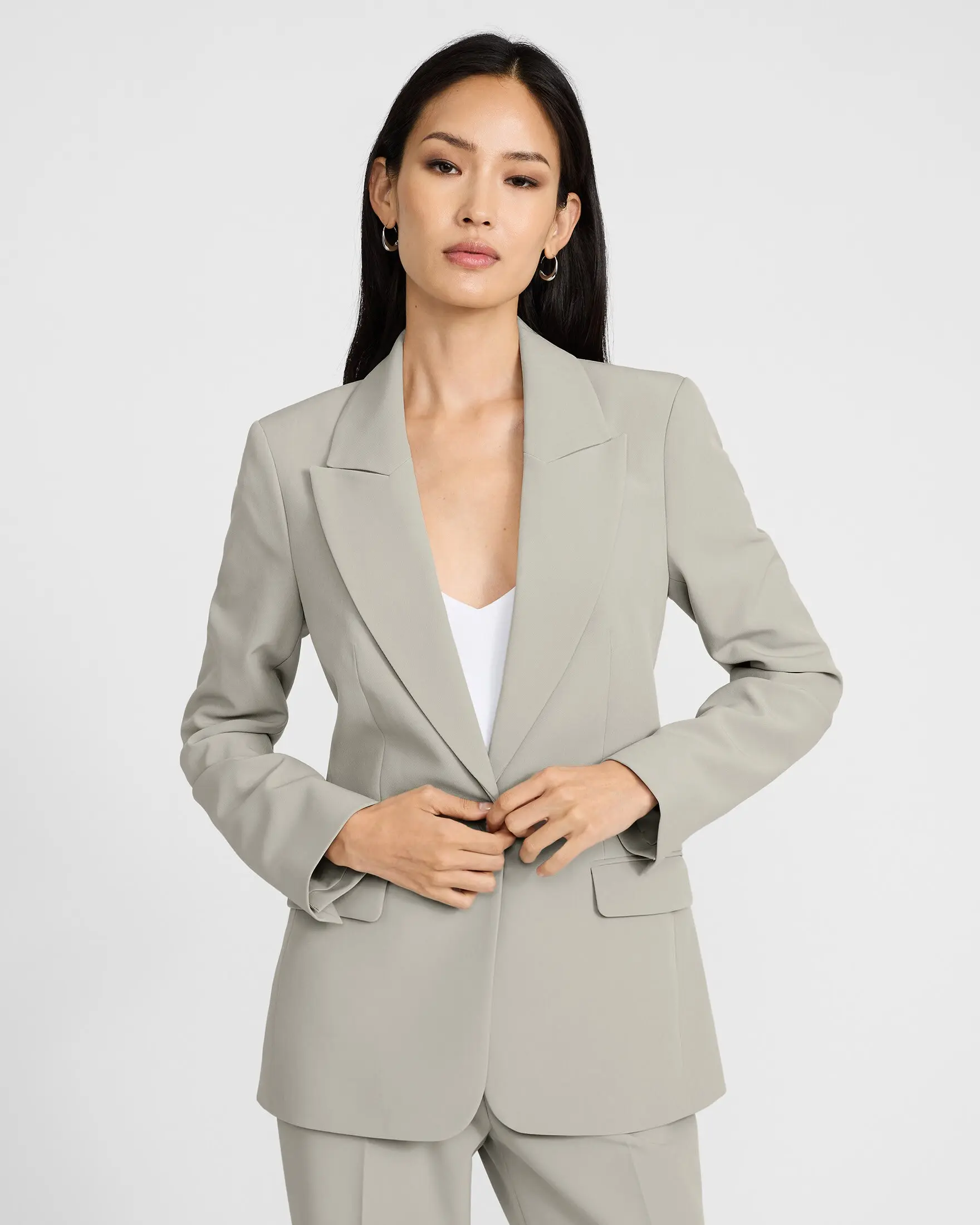 Express Signature Stretch Long Slim Blazer, Button, Matching, Comfortable