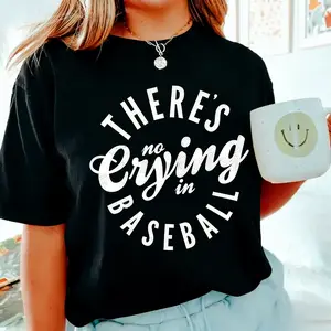 Baseball Tshirt, There’s No Crying in Baseball T-Shirts, Baseball Mom Shirt, Game Day Outfit, Trendy Shirt Top Womenswear Casual Streetwear Summer