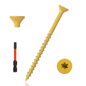 500 count Exterior Deck Screws #10x3 inch, 7.2lb  Screws with Yellow Ceramic Coating,  Outdoor Rust Resistant Self Taping Screws,T25 Drive Bit includs.