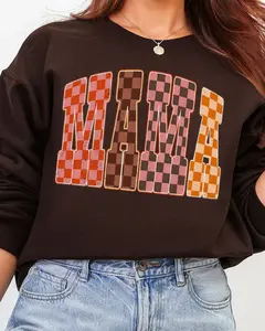 Girlie Check Mama Heavy Blend Crew Sweatshirt Casual Fleece