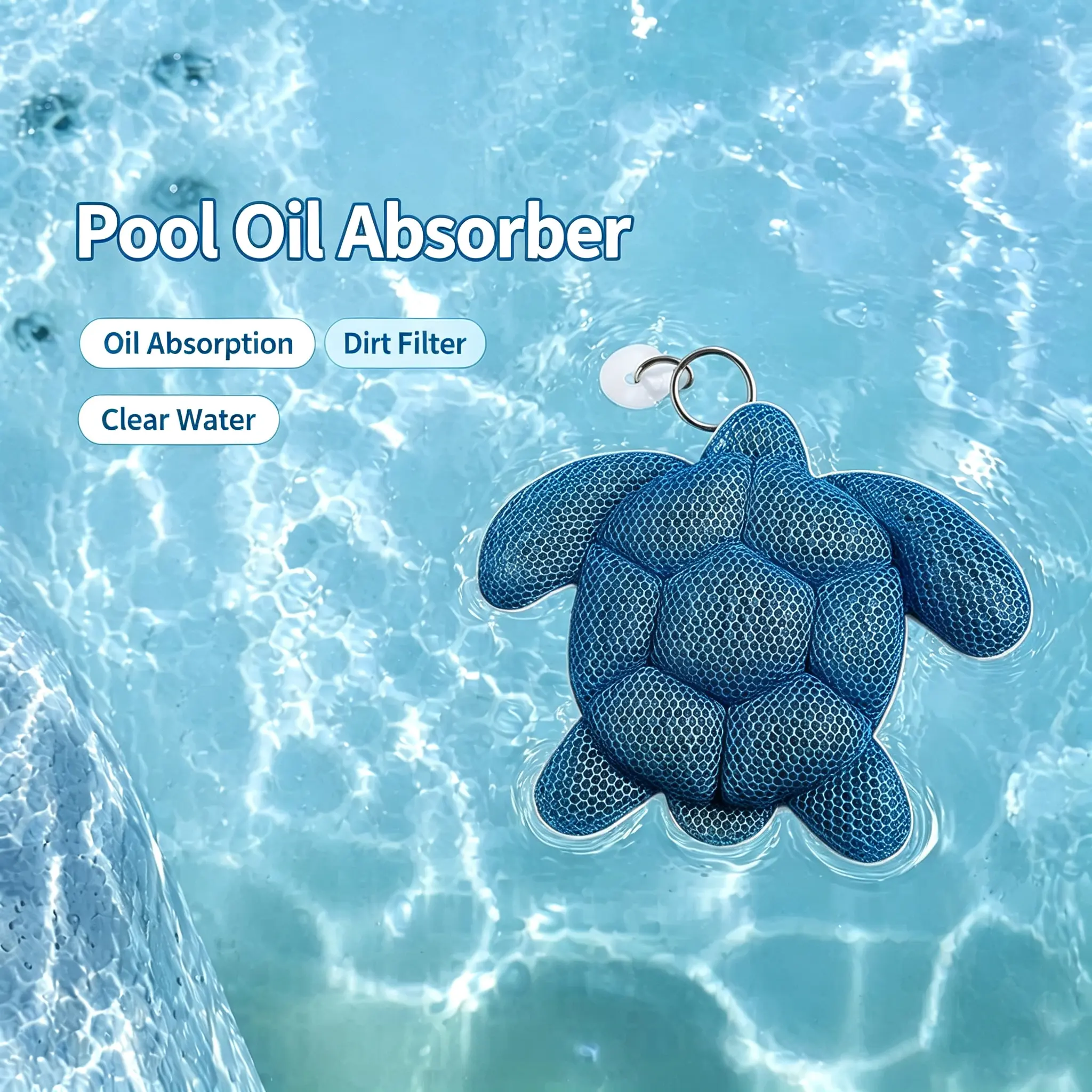 Floating Turtle Skimmer Sponge, Polyester Mesh Oil Absorbing Accessory for Swimming Pools & Hot Tubs, Maintains Clear Spa Water Lightweight Water Features
