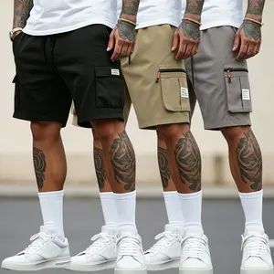 3-Pack Men’s Cargo Shorts, Zipper Pocket Drawstring Waist Streetwear Skate Shorts for Summer