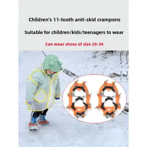Children's Winter Anti Slip Ice Grips 11 Teeth Snow Traction Cleats Outdoor Hiking Shoe Covers for Snowy Ice Roads