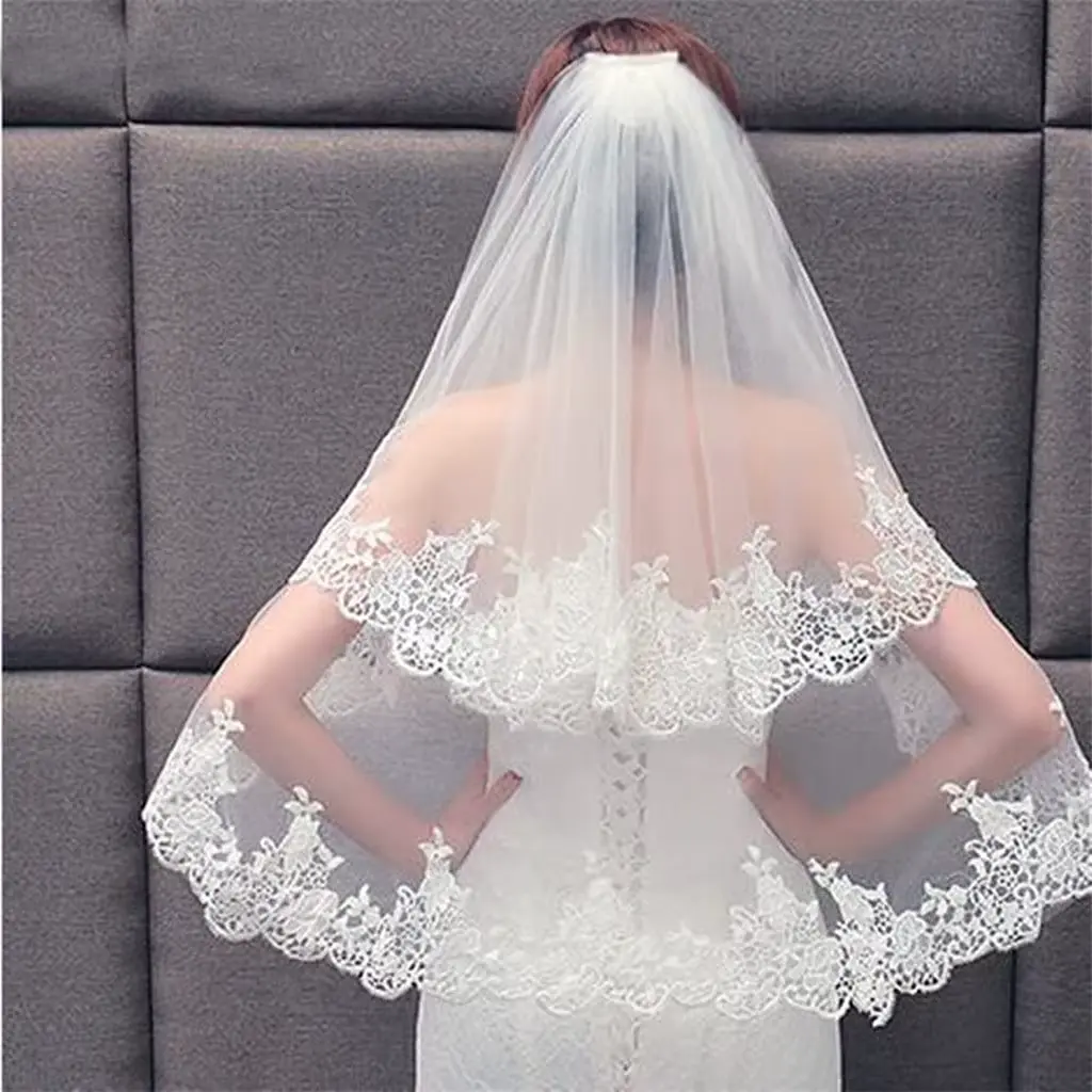 Elegant Two-Layer Wedding Veil with Comb, Elegant, Used for Wedding Brides White 75Cm VINOPROM