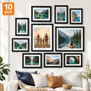 10 Pack Picture Frames Collage Wall Decor, Gallery Wall Frame Set for Wall or Tabletop Display, Multi Sizes with Two 8x10, Four 5x7, and Four 4x6 Photo Frames, Black Room Multi-Picture Frames Set
