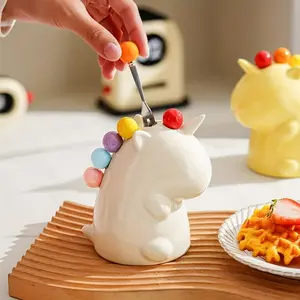 A Cute Unicorn-Shaped Fork Holder with Six Stainless Steel Fruit Forks, Stylish Tableware for Home Use, a High-End And Practical Decorative Piece