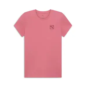 PUMA Womens Essentials Elevated Crew Neck Short Sleeve Casual Tops Casual - Pink