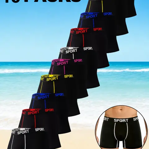 10-Pack Men'S Underwear - Breathable, Elastic, Quick Drying, Elastic Waistband, Sports And Leisure, Running Fitness Boxer Soft Lightweight, Men's Briefs, Quick-drying Long Leg，Christmas Gift for Son, Anniversary Husband