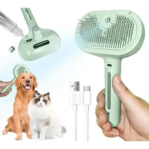 2026 Upgraded Reusable Pet Hair Steam Remover Brush  for Shedding & Grooming Water Brush for Cats Dogs Self-Cleaning Comb with Release Button for All Breedsm, Pet Brush