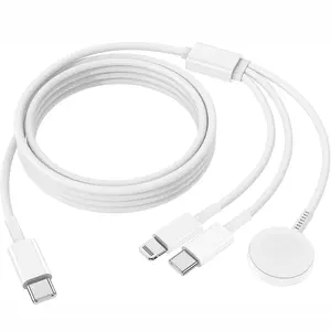 Magnetic Fast Charger to USB C Cable for iWatch, 3 in 1 Multi Charging Cable Type C Lightning 6 FT Cord Compatible with Watch Series Ultra 2/SE/10/9/8/7/6/5/4/3/2/1, iPhone 16/15/14/13/12/11, ipad