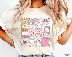 RN Nurse Coquette Shirt, RN Registered Nurse Pink Bows Sweatshirt, Retro RN Nurse T-Shirt, Rn Nursing Student Shirt Gift for Nurse,Unisex Crewneck T-shirt for Men And Women