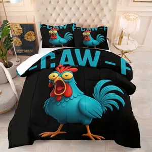 Cartoon Screaming Chicken Comforter Set (1 or 2 Pillowcases) – Warm & Cozy for Restful Sleep, Eye-Catching Bedroom Decor, Premium Gift for Loved Ones