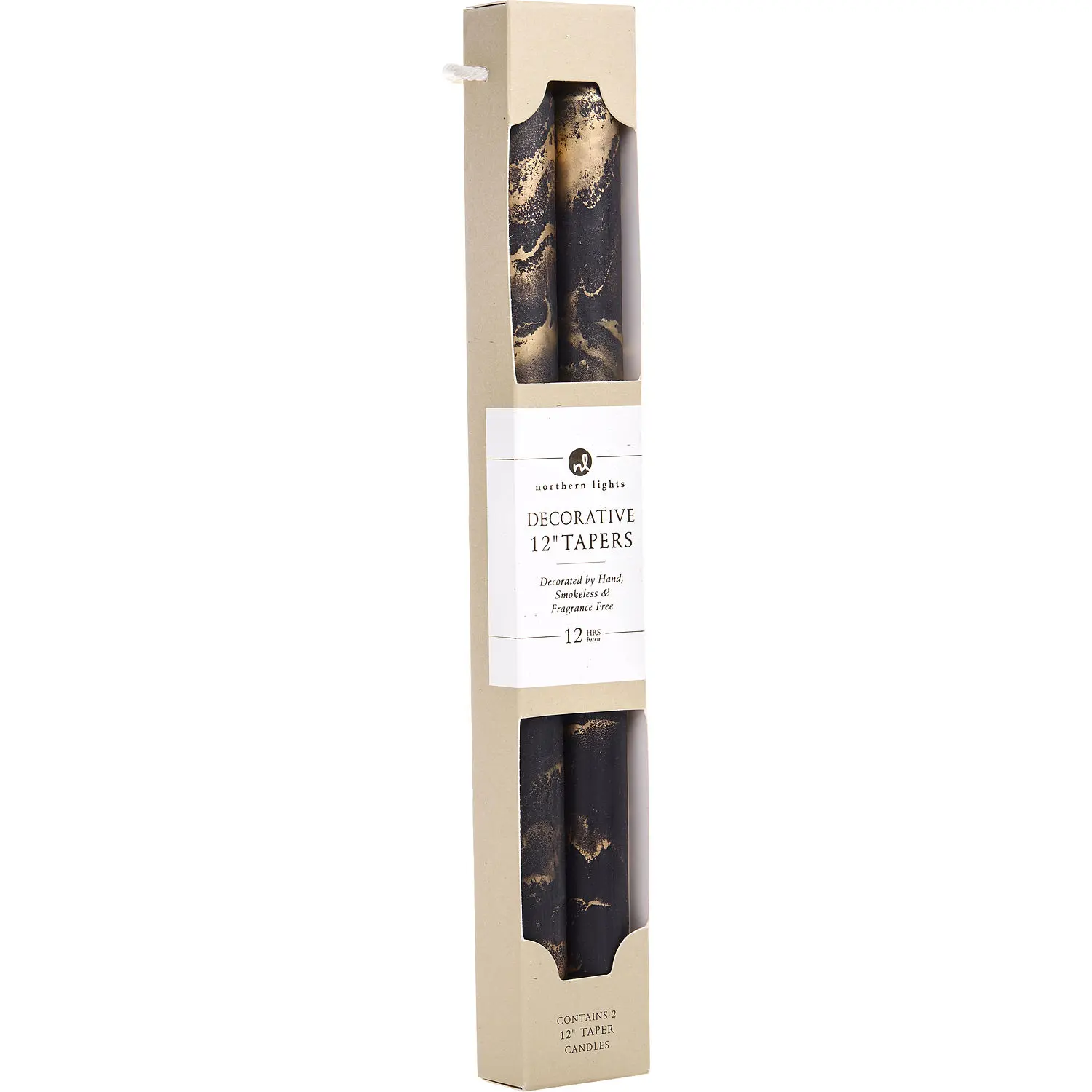 Graphite With Gold By Northern Lights 12" Decorative Tapers (2 Pack) For Unisex