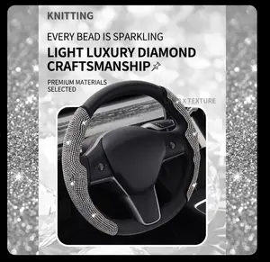 Diamond sparkling steering wheel cover, embedded with rhinestones, 2-piece segmented steering wheel protective cover, 99% universal for all car models, suitable for women; Christmas gift; holiday gift, special car accessories for girls, universal for all