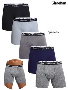 5pieces Mid-Long Boxer for Men New Elastic Underwear Male Pants Brand Panties And Underpants For Homme BoxerShorts Box Slip Briefs Boxer shorts